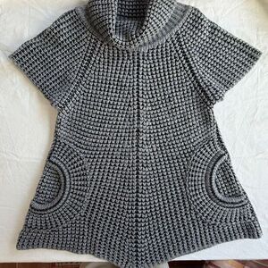 Joseph Ribkoff Chucky Knit Tunic Sweater Dress Small Cowl Neck Circle Pockets